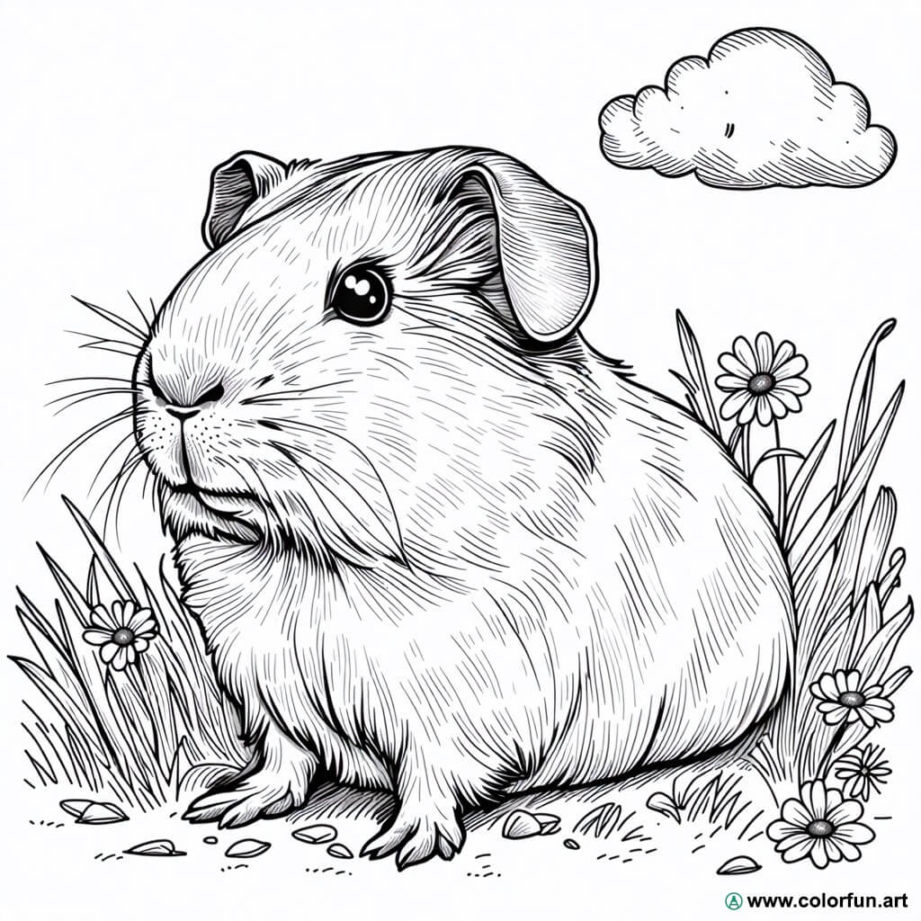 Desenhos para colorir de um porquinho-da-índia realista Para Baixar ou ...