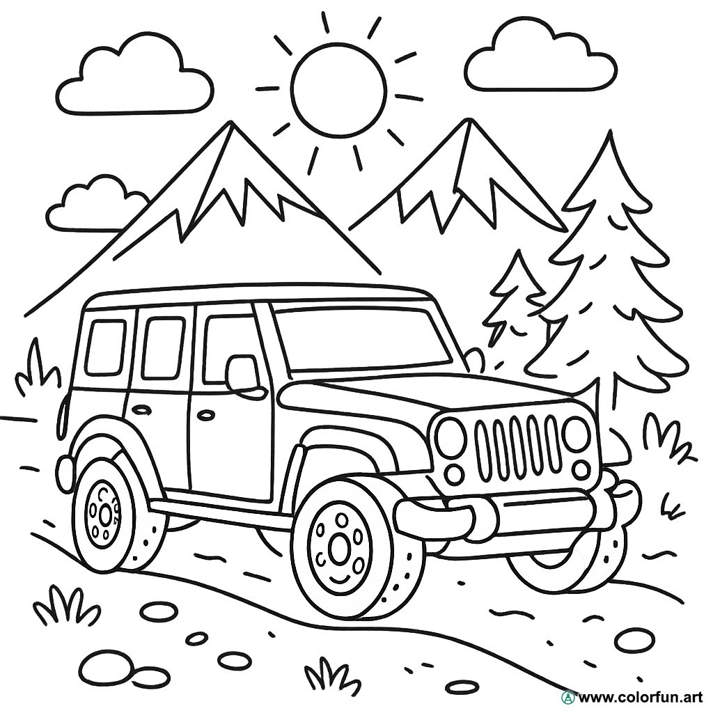 desenhos para colorir 4x4 montanha