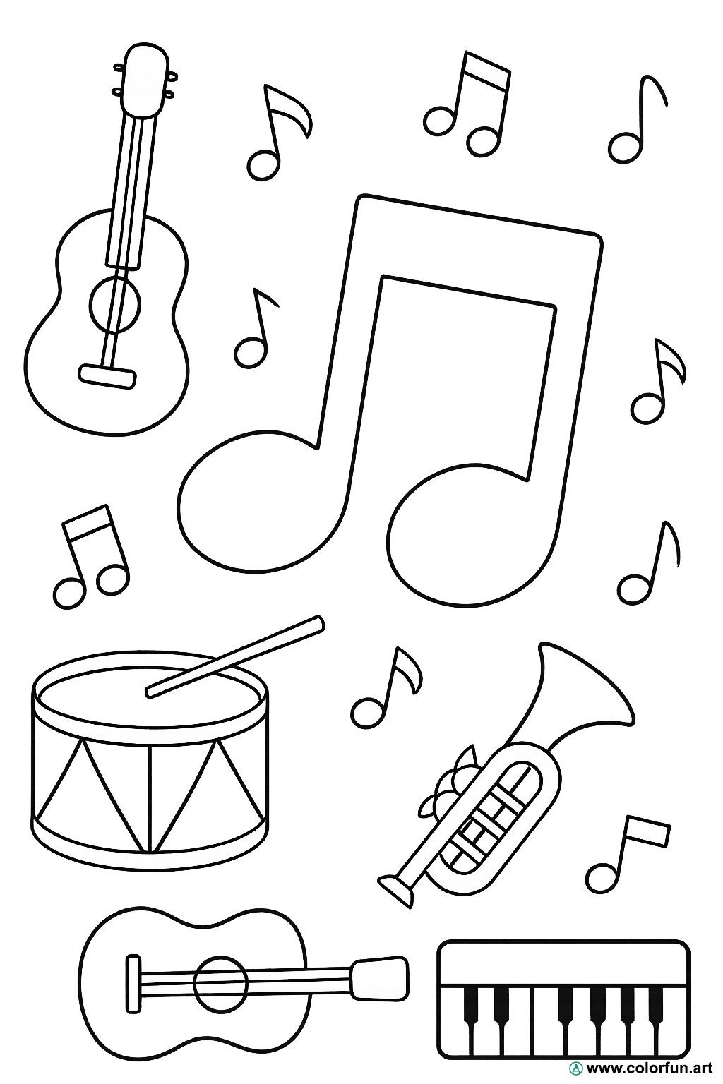 Desenhos para colorir de instrumentos musicais para a educação infantil ...