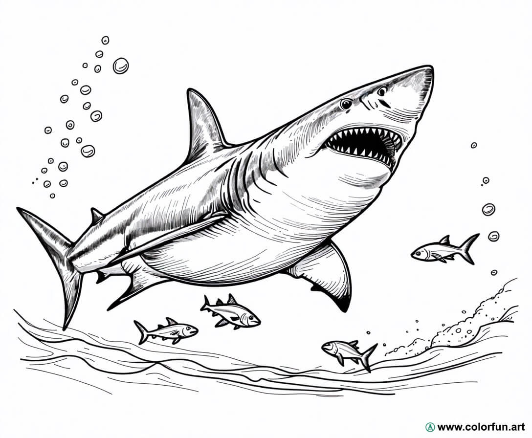 desenhos para colorir tubarão branco realista