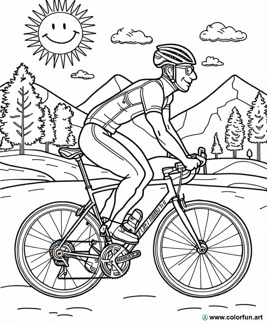 desenhos para colorir ciclista na natureza