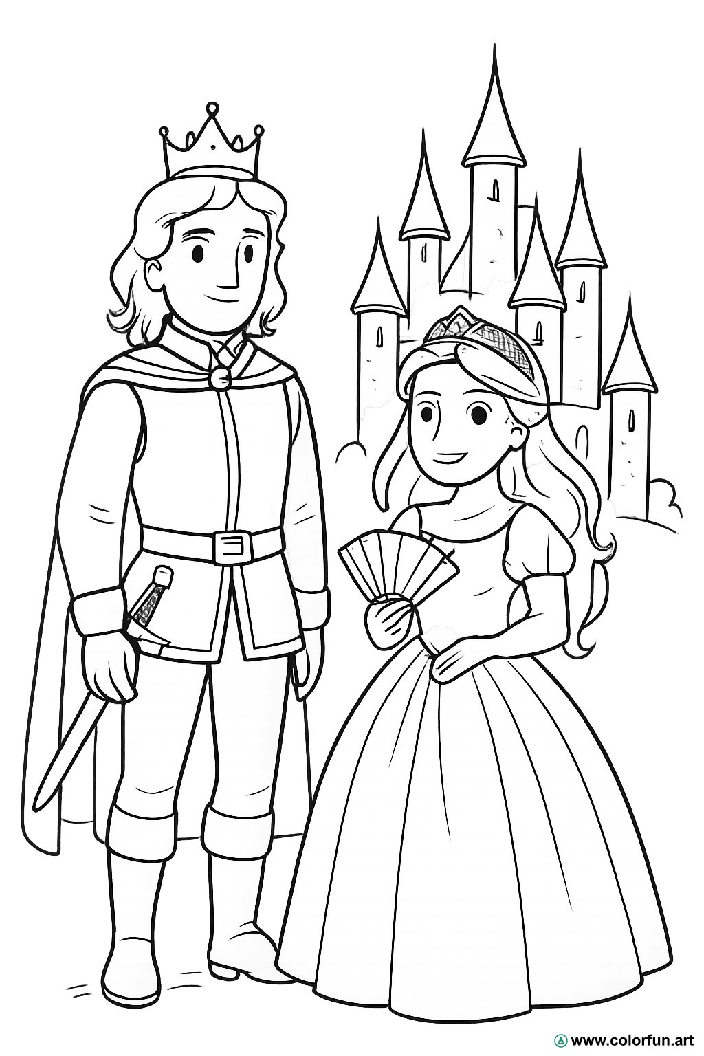 Desenhos para colorir de um príncipe e uma princesa Para Baixar ou ...