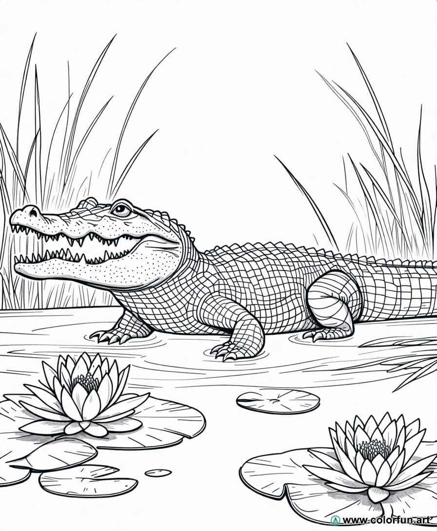 desenhos para colorir crocodilo realista