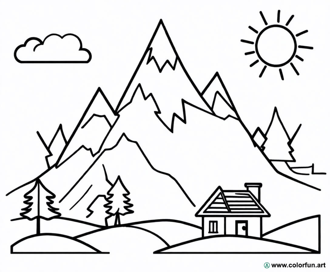 desenhos para colorir montanha simples