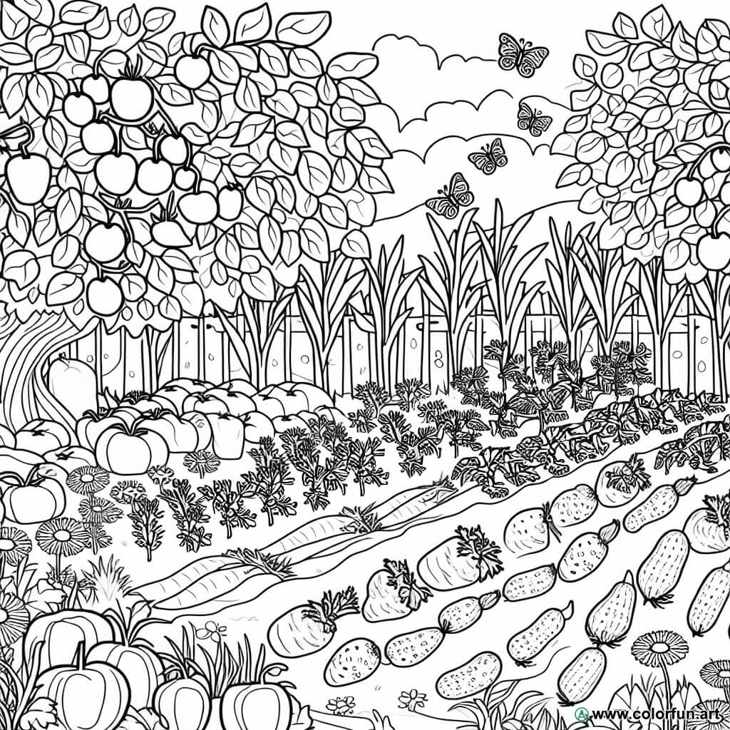 desenhos para colorir horta natureza