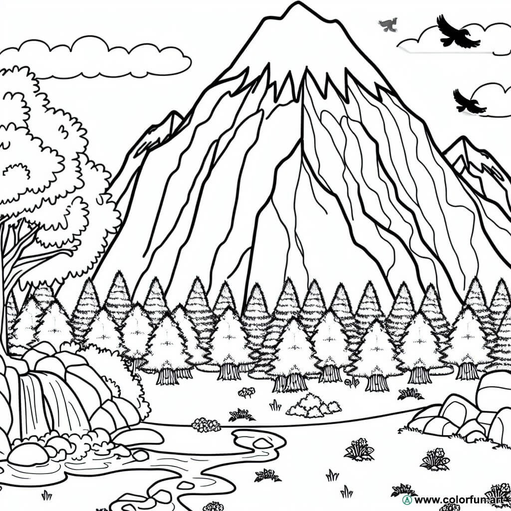 desenhos para colorir paisagem montanha