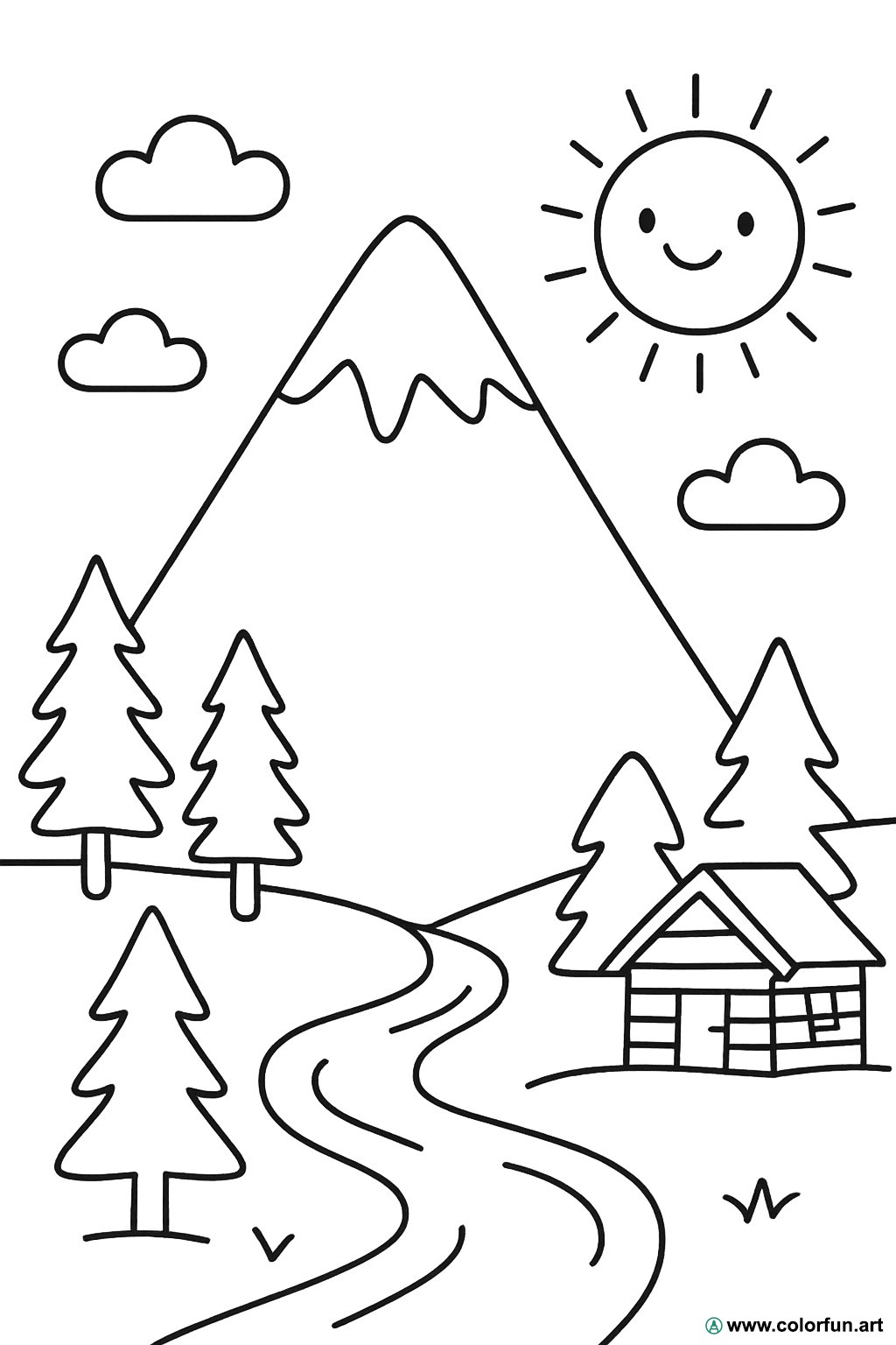 desenhos para colorir montanha verão