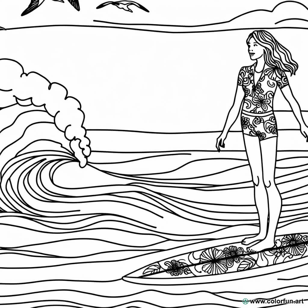 desenhos para colorir surf vintage