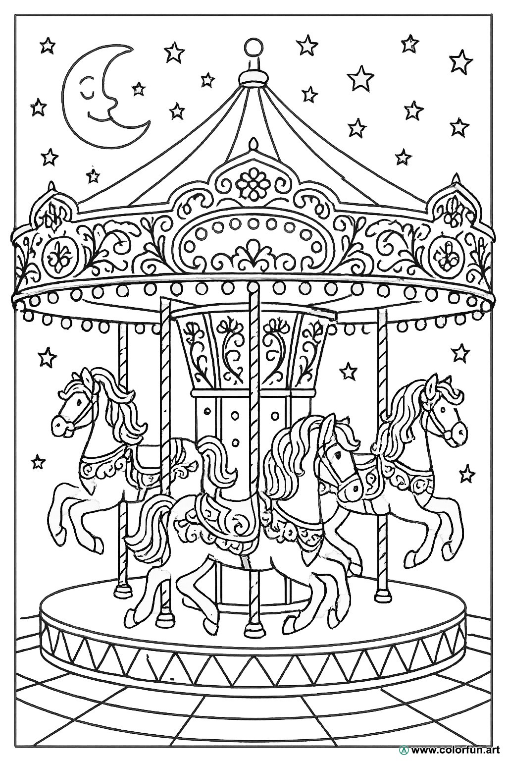 desenhos para colorir carrossel vintage