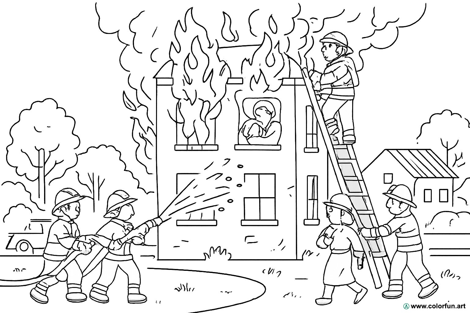 desenhos para colorir bombeiros salvamento
