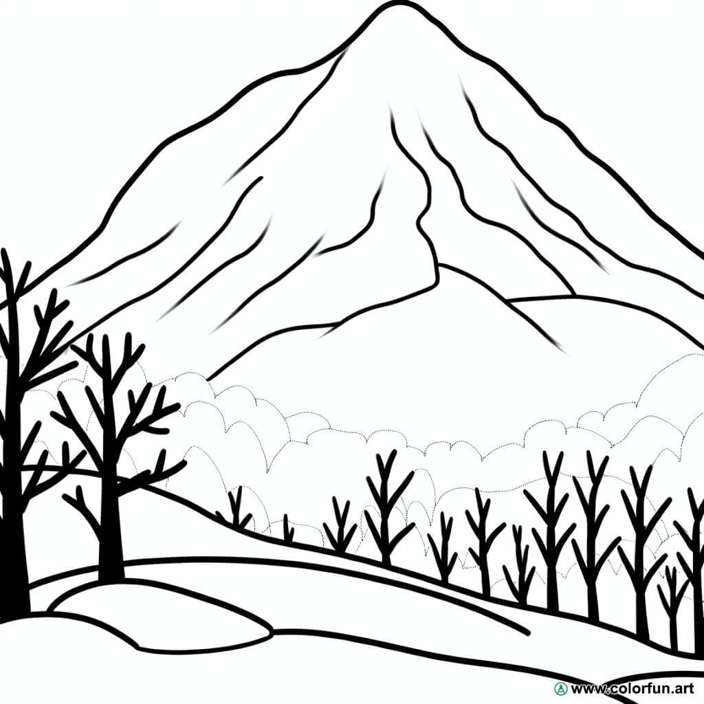 desenhos para colorir montanha inverno