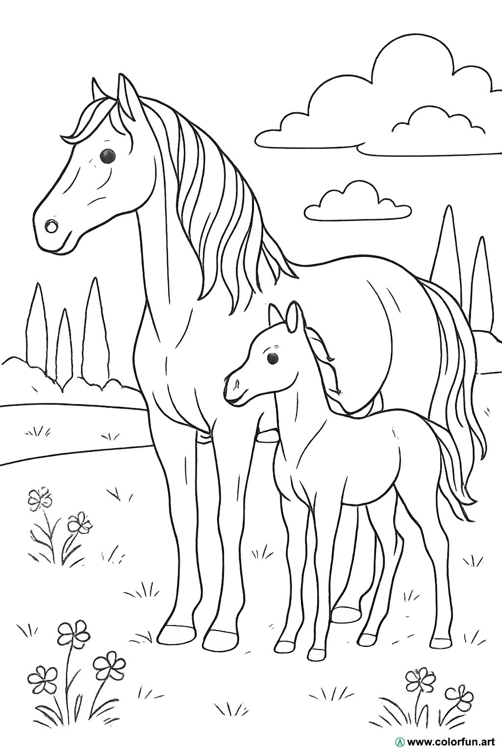 desenhos para colorir cavalo e potro realista