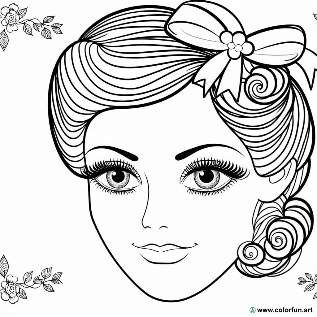desenhos para colorir rosto mulher vintage