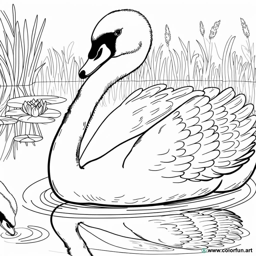 desenhos para colorir cisne realista
