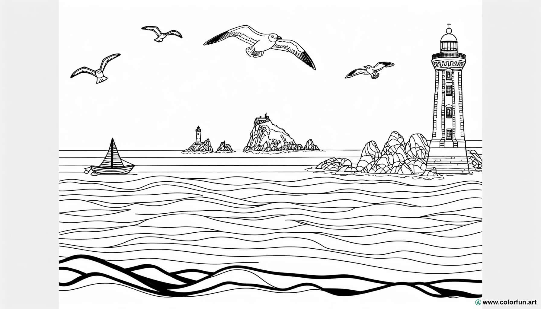 desenhos para colorir bretanha paisagem marinha