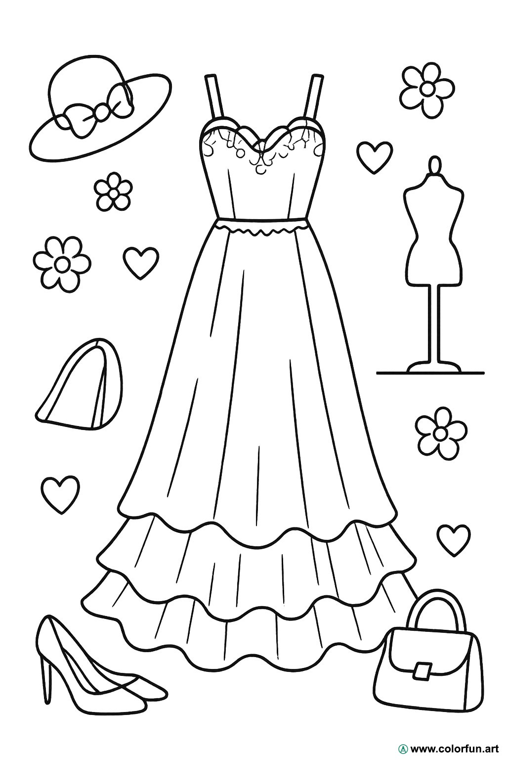 desenhos para colorir vestido estilista