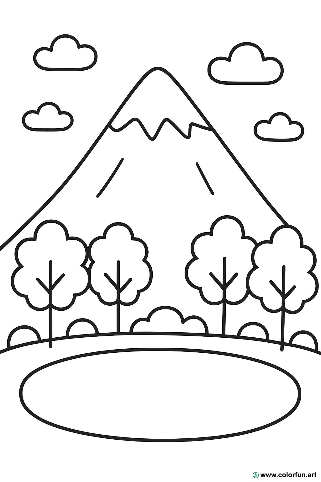 desenhos para colorir montanha lago