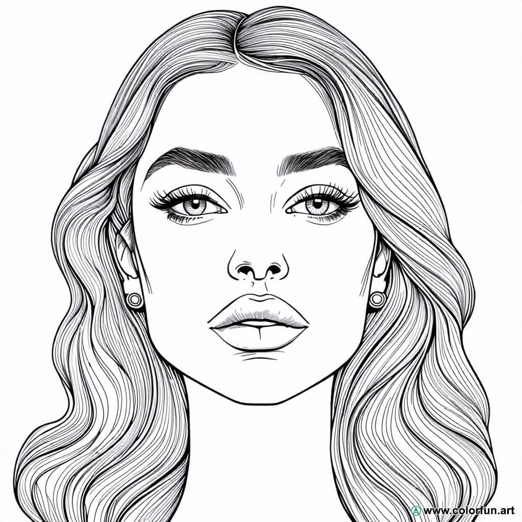 Desenhos para colorir de um rosto de mulher realista Para Baixar ou ...