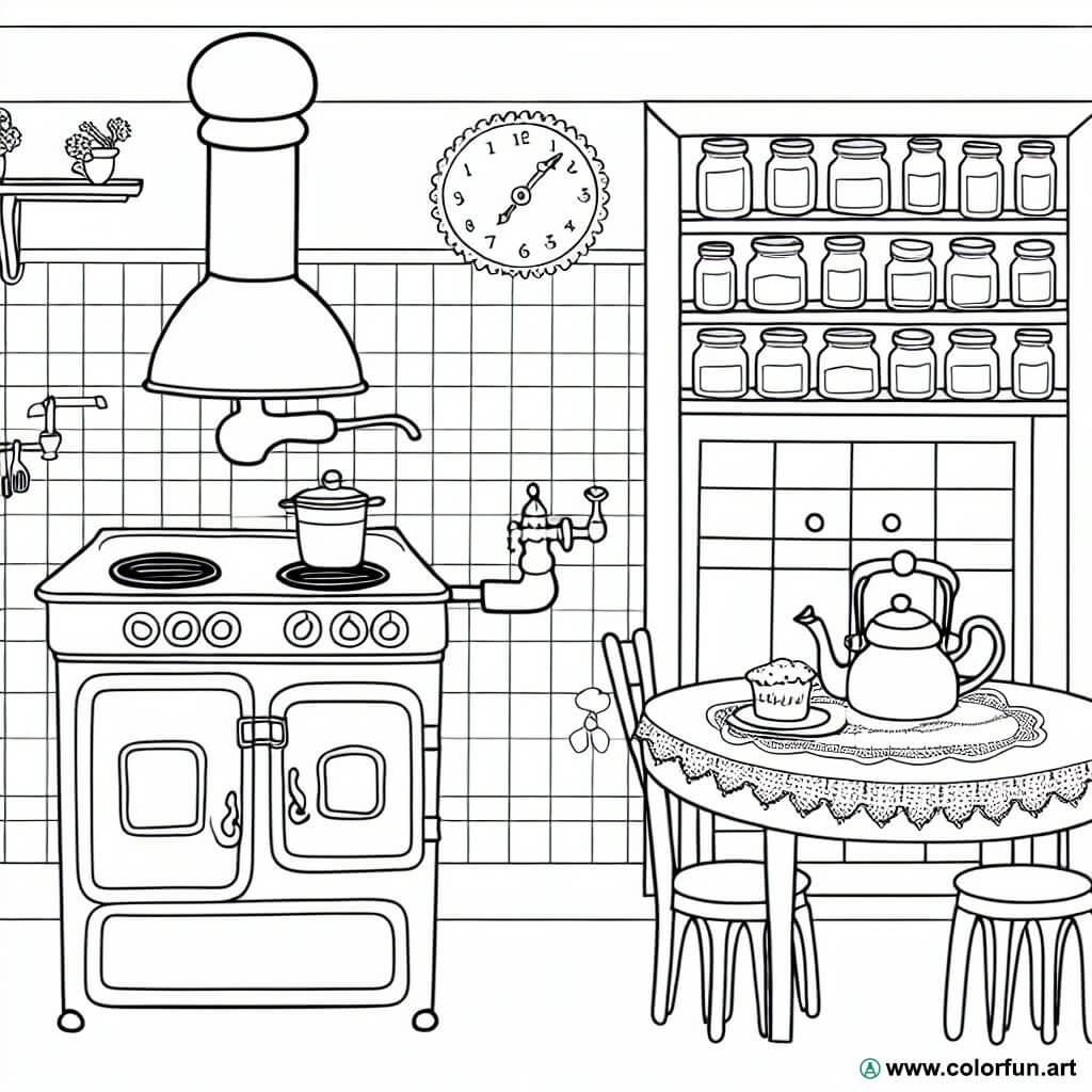 desenhos para colorir cozinha vintage