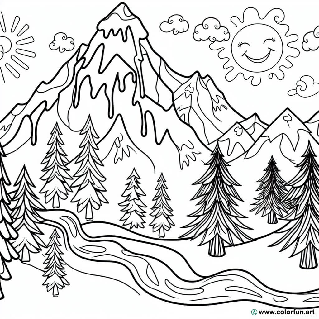 desenhos para colorir natureza montanha