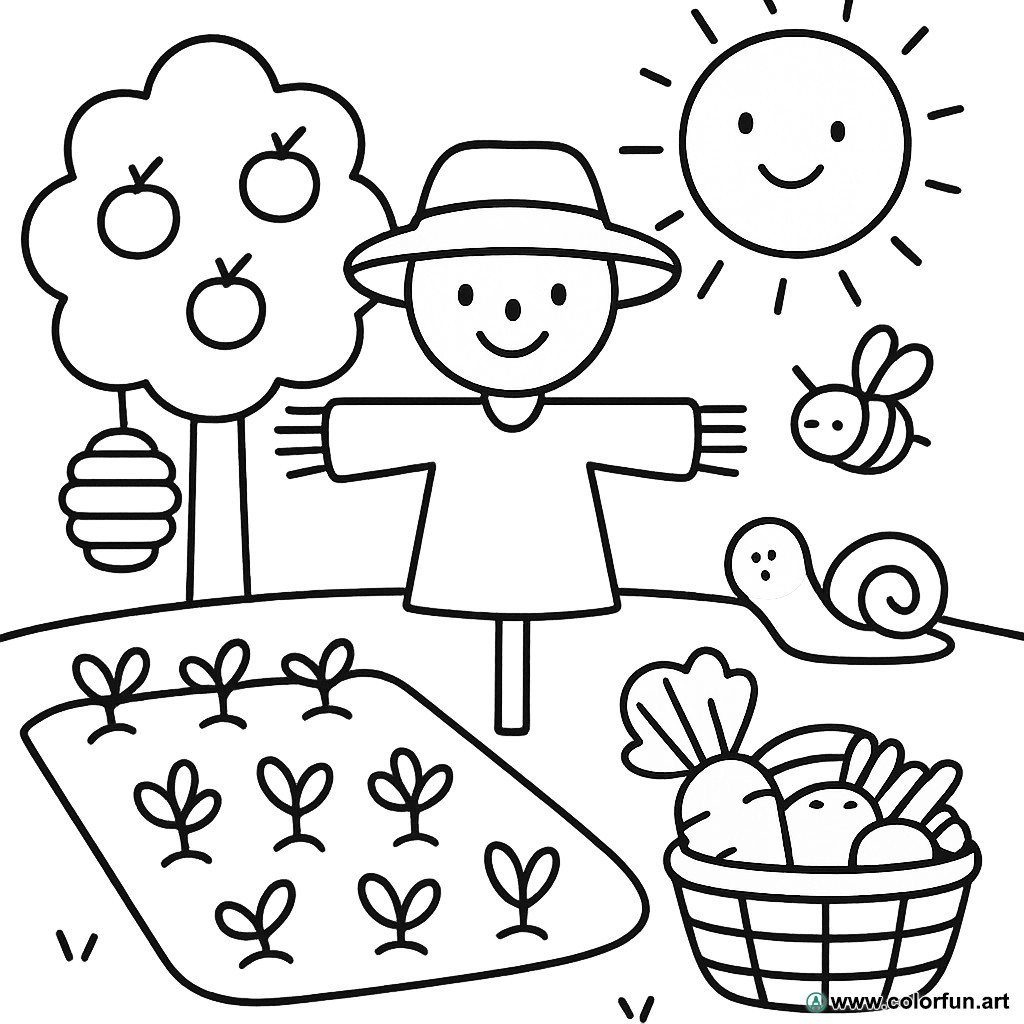desenhos para colorir horta de fazendeiro