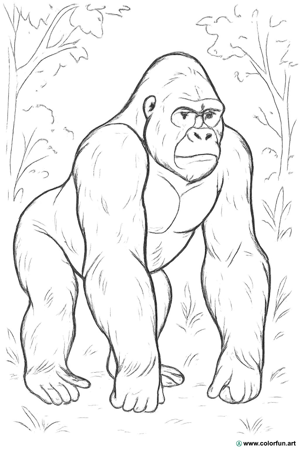 desenhos para colorir gorila realista