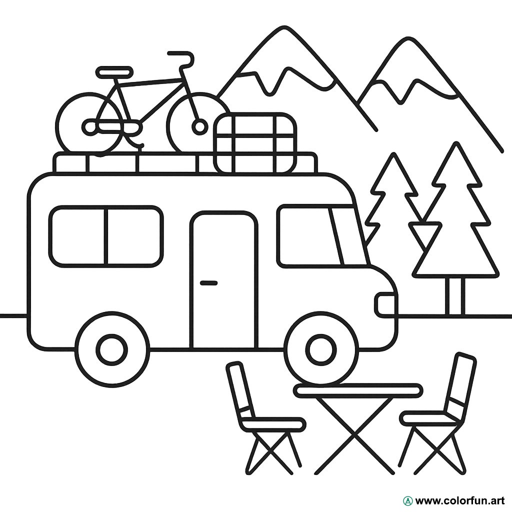 desenhos para colorir motorhome montanha