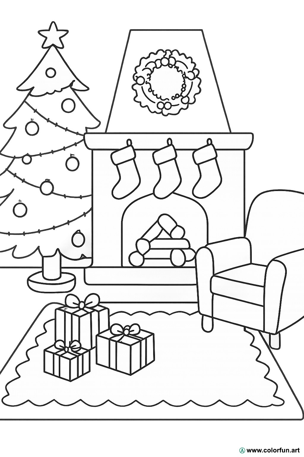desenhos para colorir chaminé natal vintage