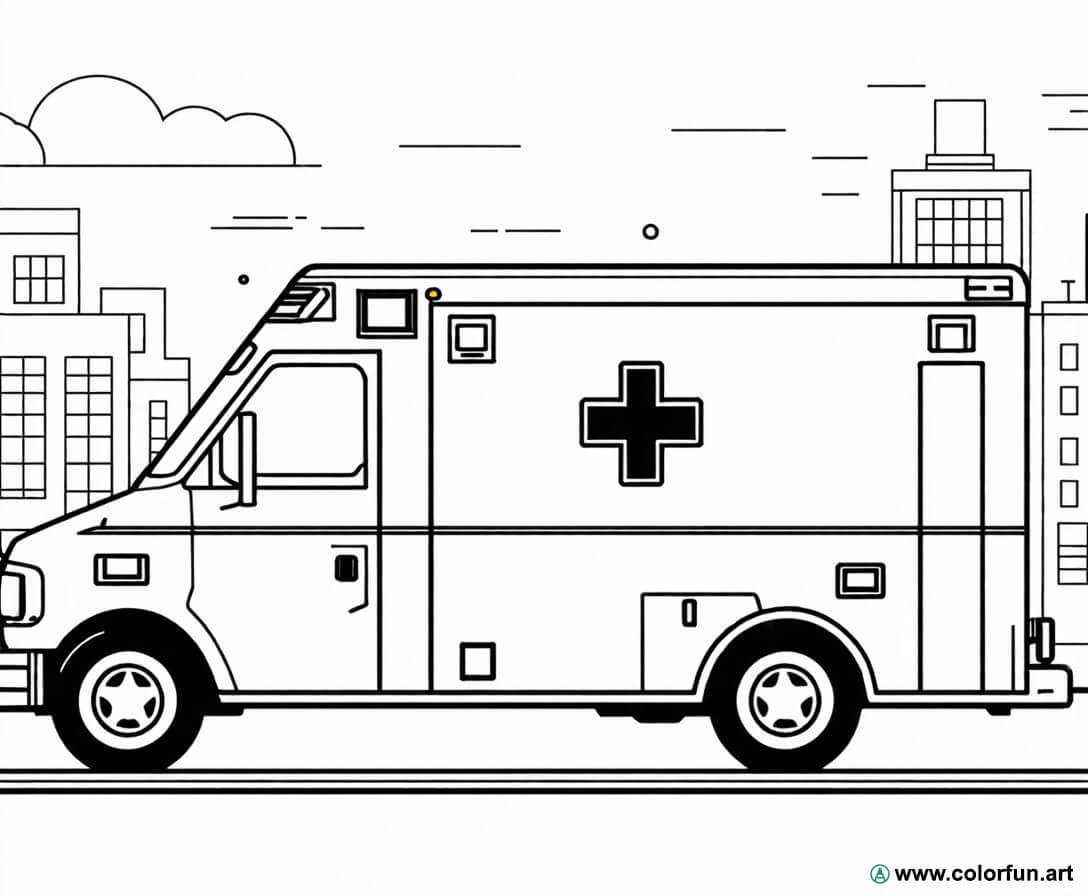desenhos para colorir ambulância realista