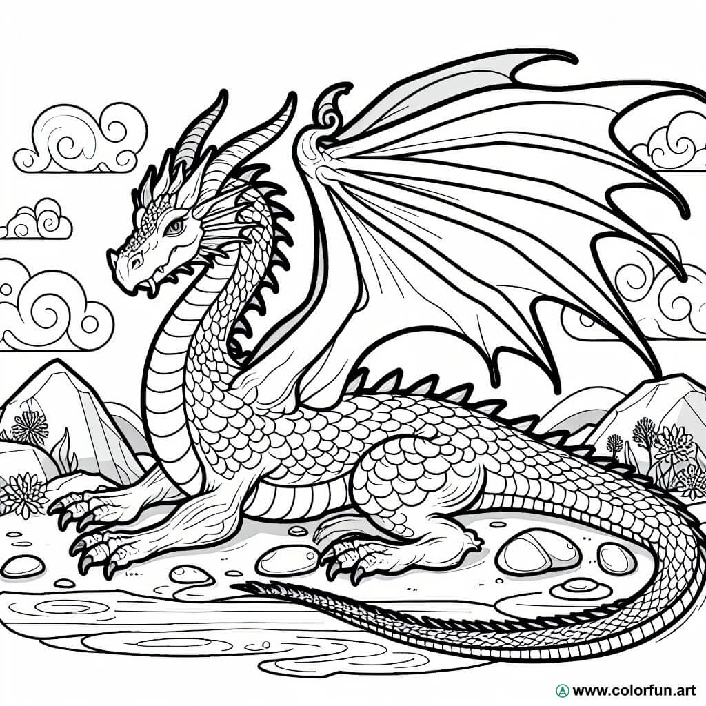 desenhos para colorir dragão realista