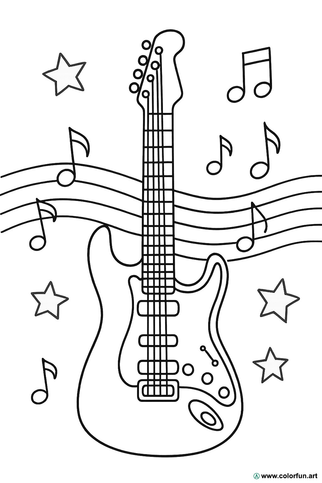 desenhos para colorir guitarra elétrica realista