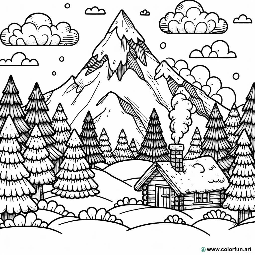 desenhos para colorir montanha nevada