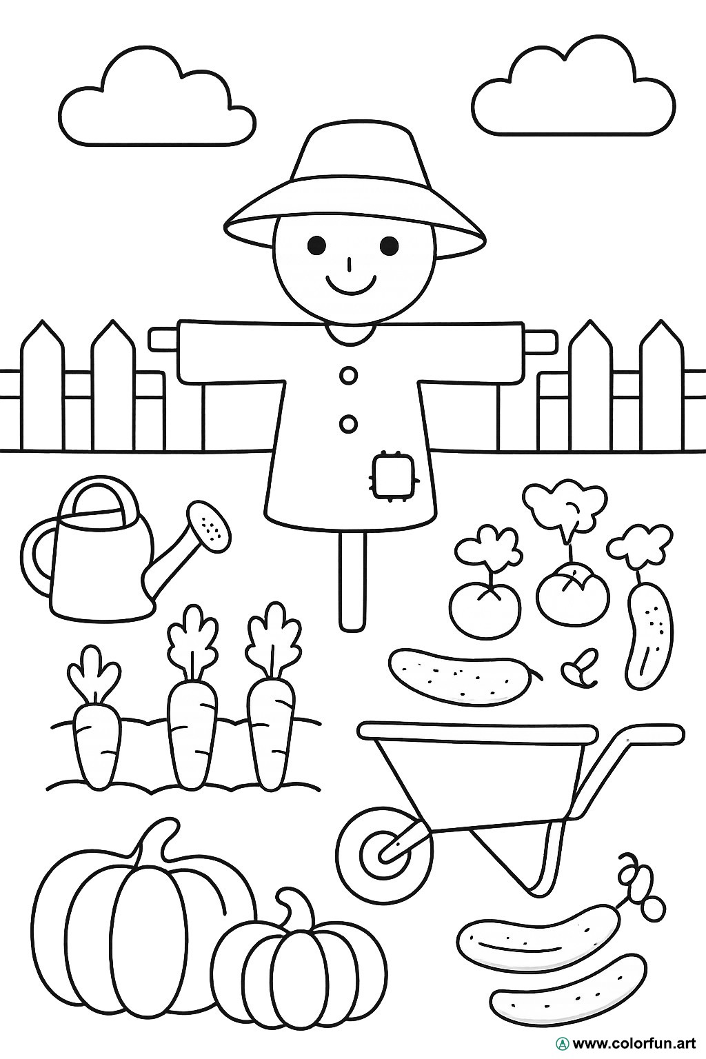 imagem desenhos para colorir horta