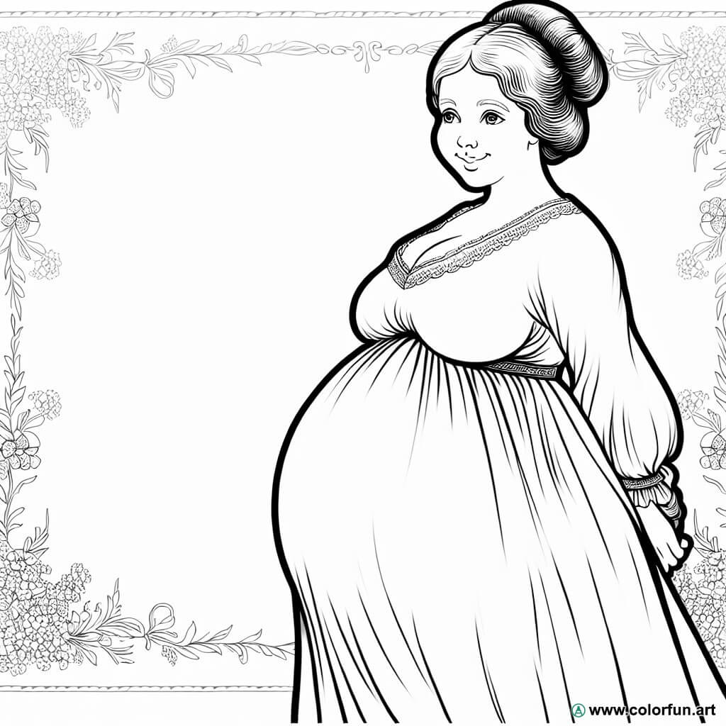 desenhos para colorir mulher grávida vintage