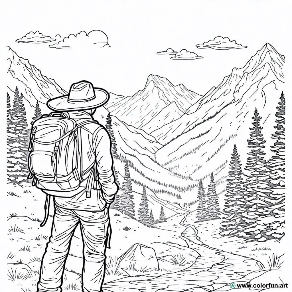 desenhos para colorir aventureiro montanha