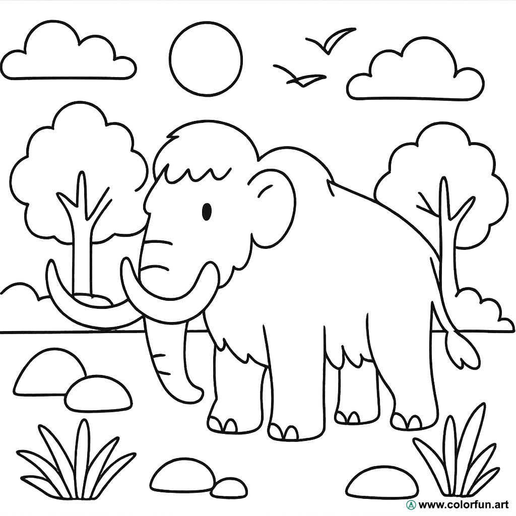 Desenhos para colorir do mamute da pré-história Para Baixar ou Imprimir ...