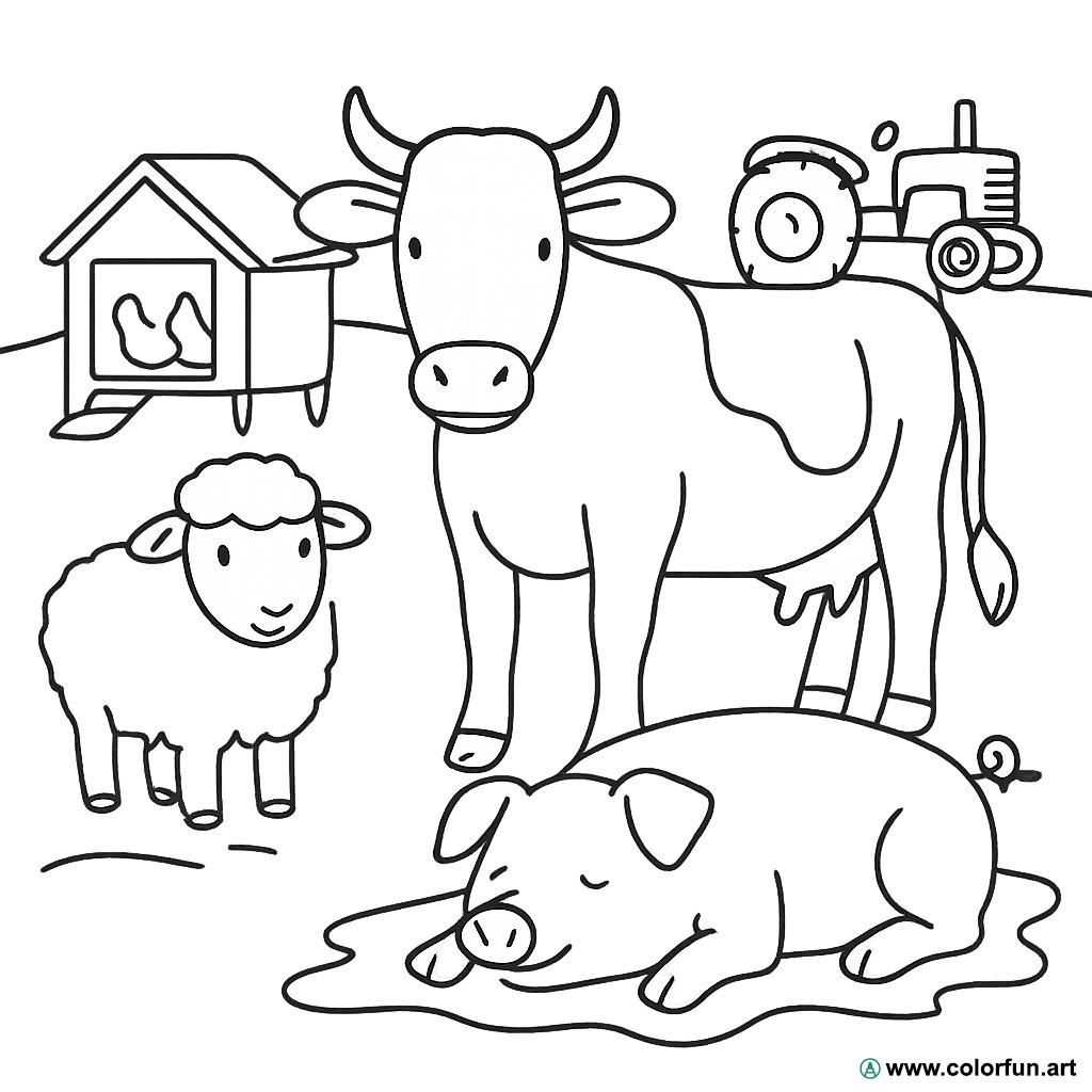 desenhos para colorir animais da fazenda realistas