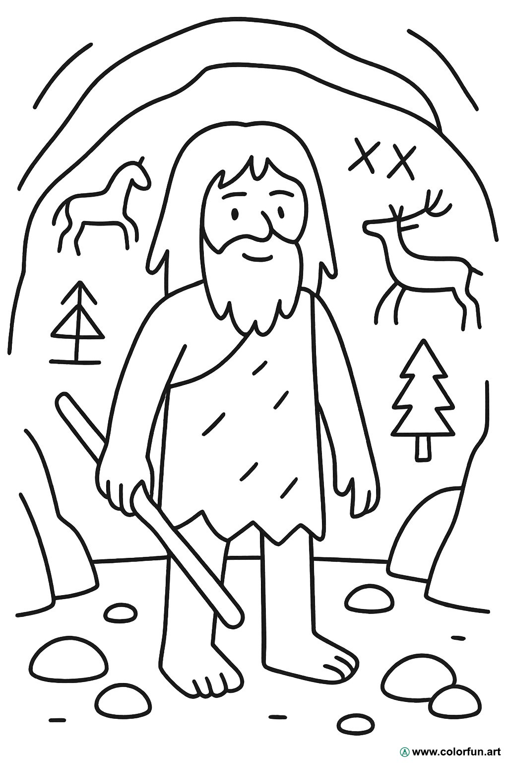 Desenhos para colorir homem pré-histórico em uma caverna Para Baixar ou ...