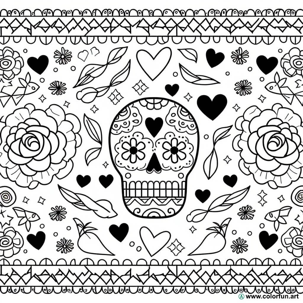desenhos para colorir caveira mexicana vintage
