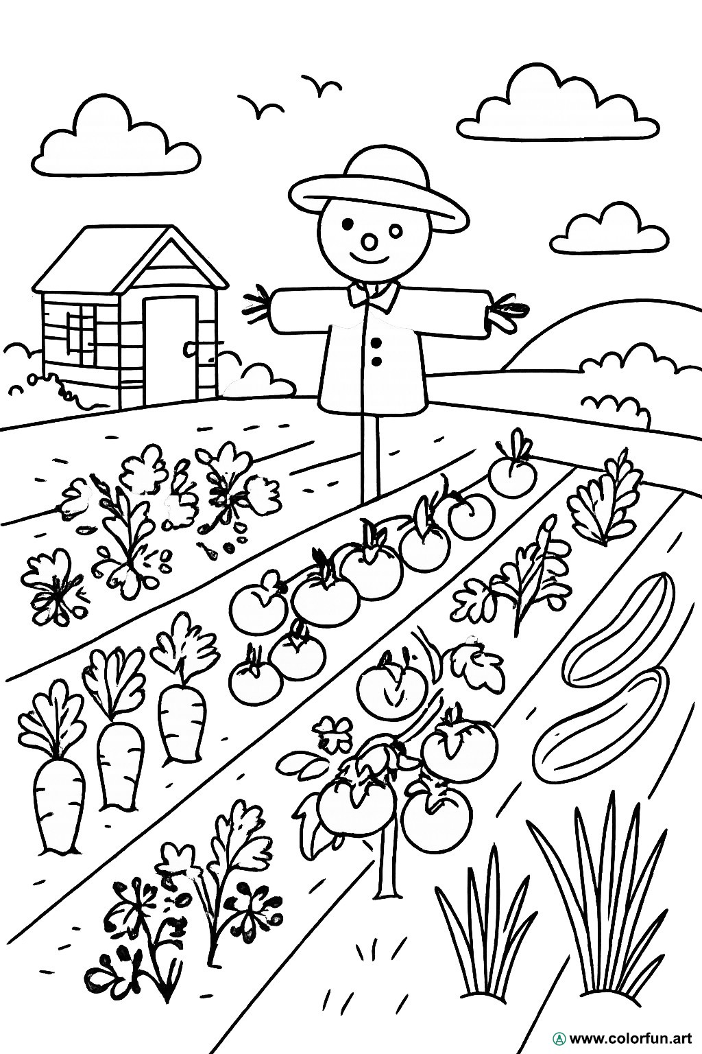 desenhos para colorir horta paisagem