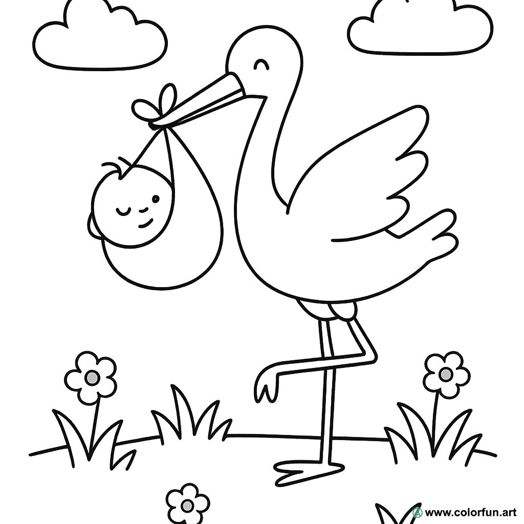desenhos para colorir cegonha realista