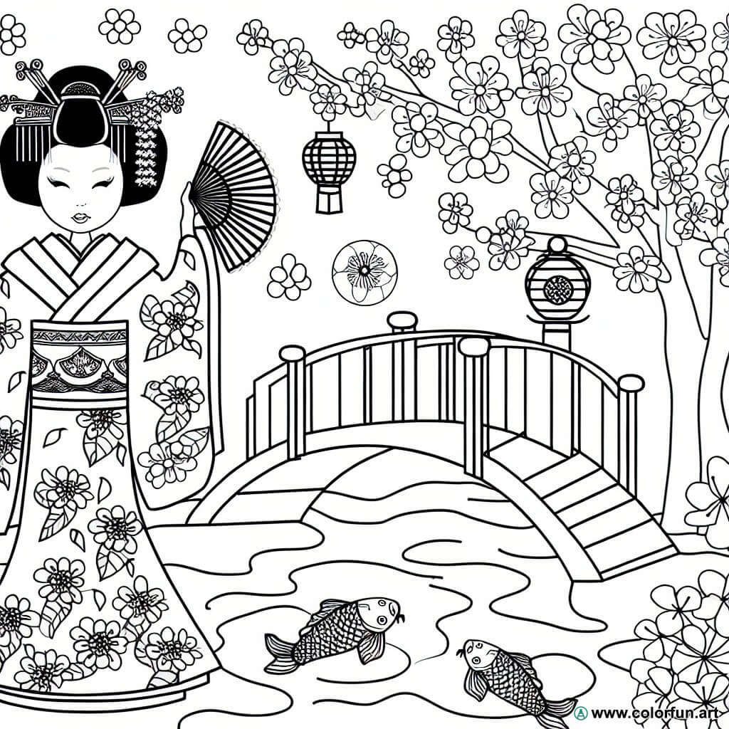 Desenhos para colorir de uma geisha japonesa Para Baixar ou Imprimir ...