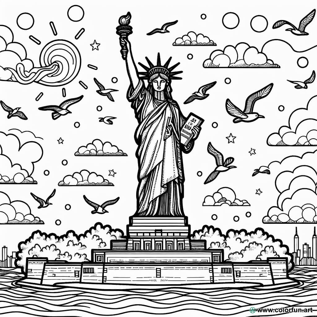 desenhos para colorir a estátua da liberdade realista