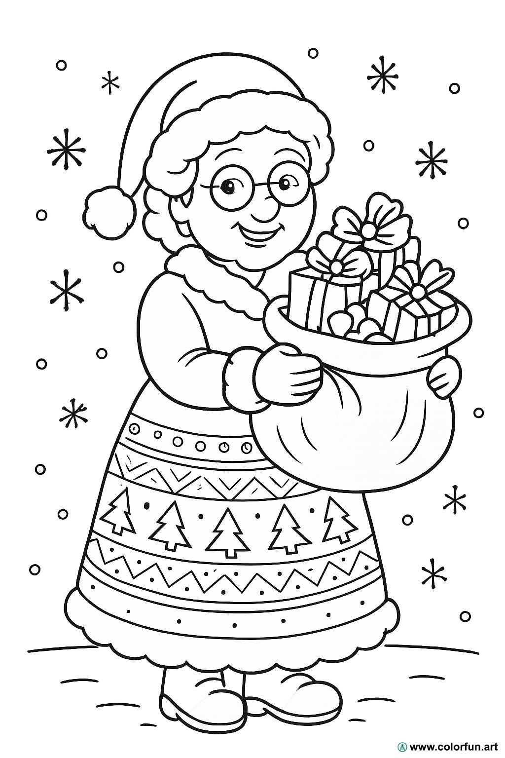 desenhos para colorir mãe noel vintage