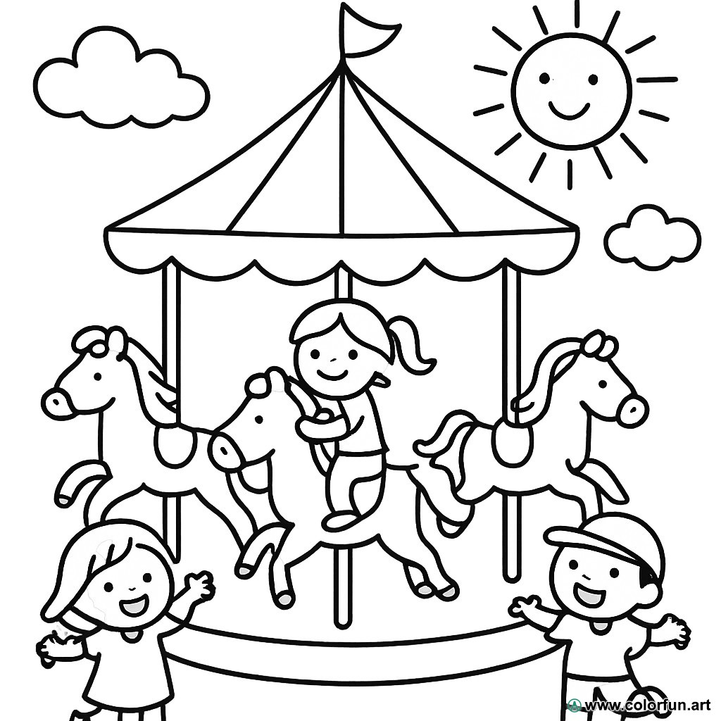 Desenhos para colorir de um carrossel com um cavalo Para Baixar ou ...