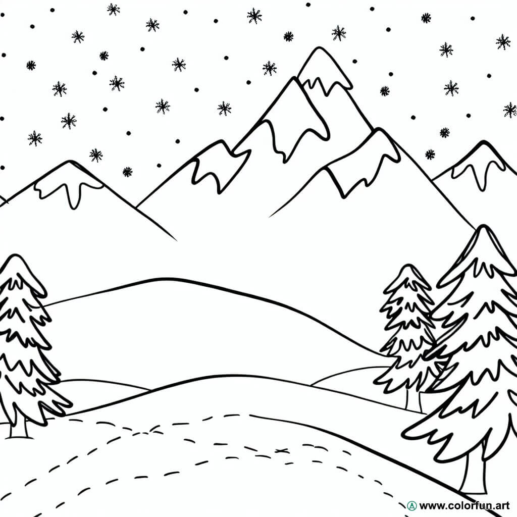 desenhos para colorir montanha neve