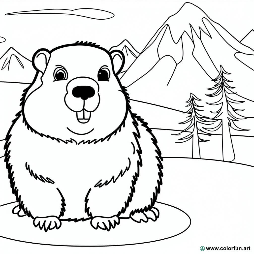 desenhos para colorir marmota montanha
