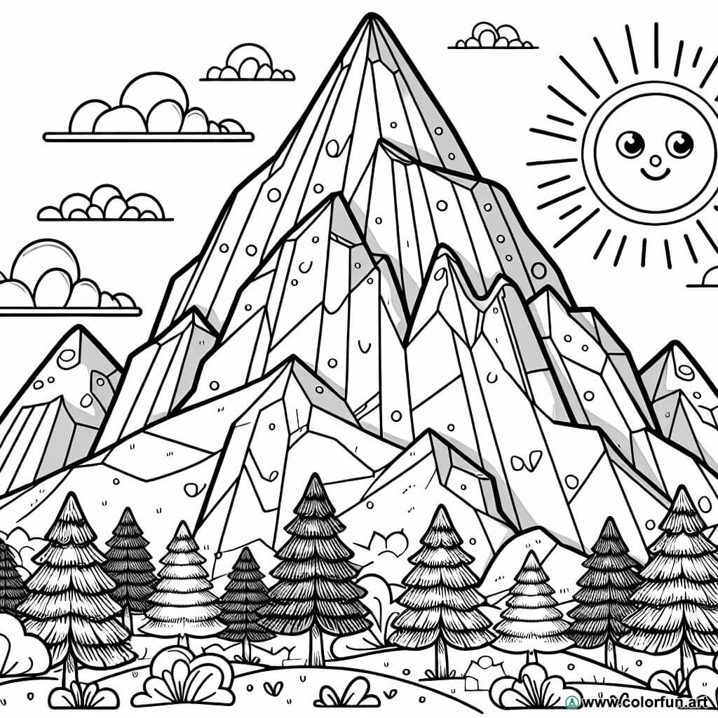 desenhos para colorir montanha rochosa