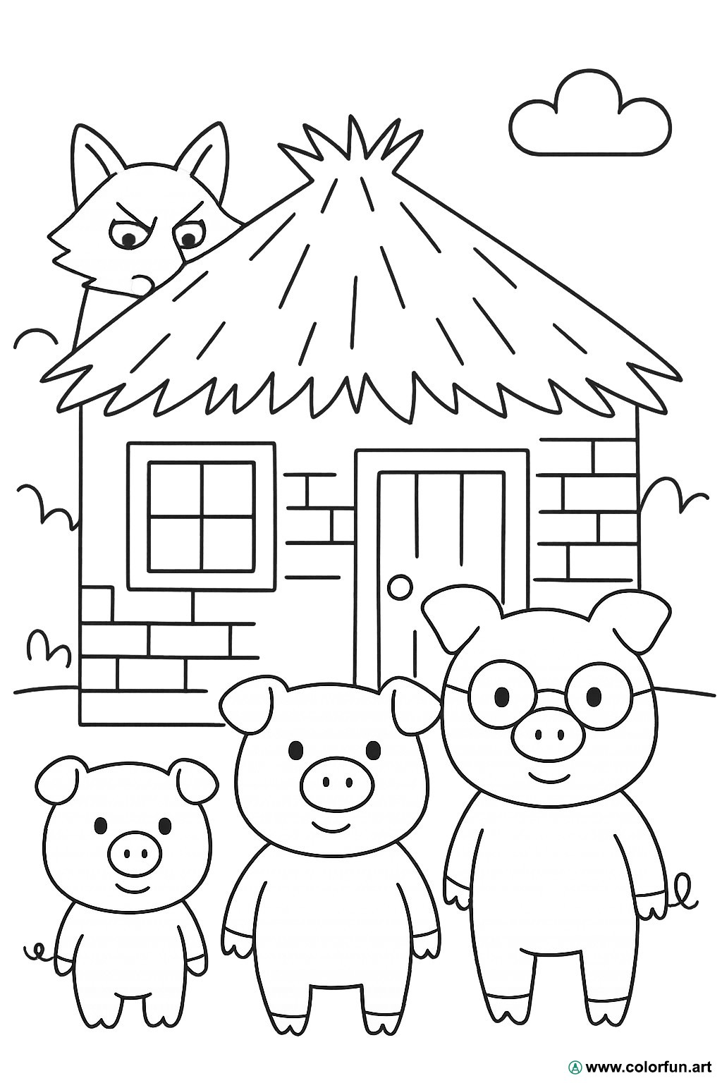 Desenhos para colorir dos três porquinhos na sua casa Para Baixar ou ...