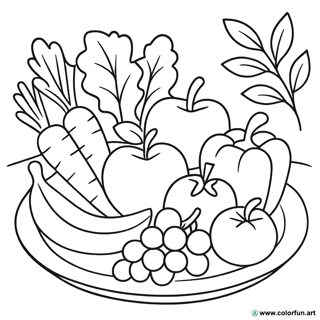 Desenhos para colorir de frutas e legumes saudáveis Para Baixar ou ...